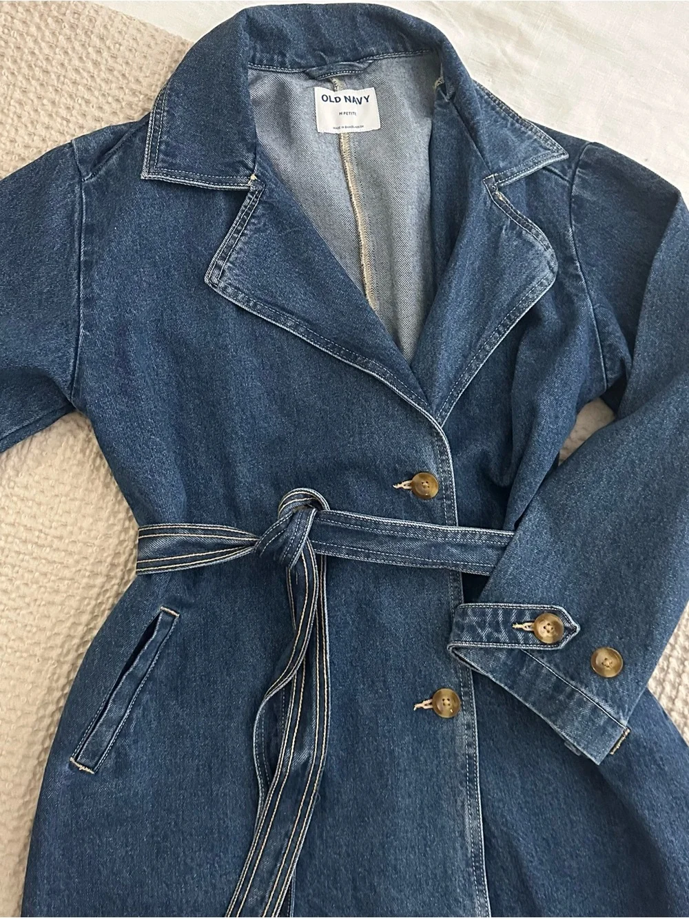 Like New Old Navy Tie-Belt Jean Trench Coat MP